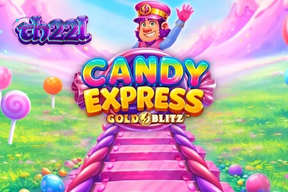 Tampilan layar game Candy Express Gold Blitz di perangkat seluler, menunjukkan gulungan penuh simbol permen yang berwarna-warni dan tombol kontrol yang dioptimalkan untuk sentuhan.